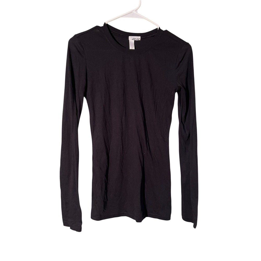 Abound Women's Size Medium Long Sleeve T-Shirt Crewneck Black Slim Cotton Blend